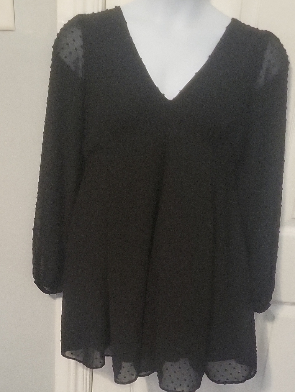 Asos V-Neck Swiss Dot Babydoll Mini Dress